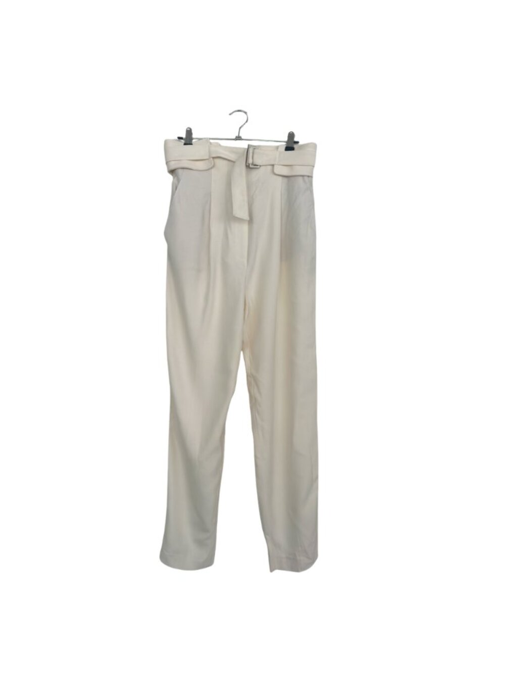 NWT mango Mng Suit Ivory Belted Trousers Wool Blend Tailored Pants